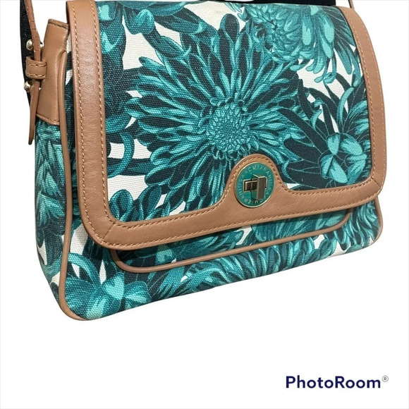 Isaac Mizrahi Bridgehampton Floral Printed Canvas Crossbody with leather trim - Picture 14 of 16